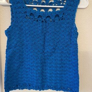 Blue crochet blouse. Small